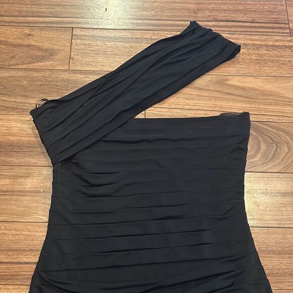 Rene Arnez Little Black Dress Womens Black One Shoulder Bodycon Mini Dress Small - Picture 4 of 10